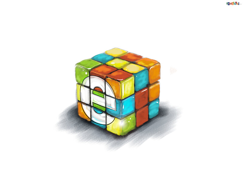Rubik's Cube with Logo — White