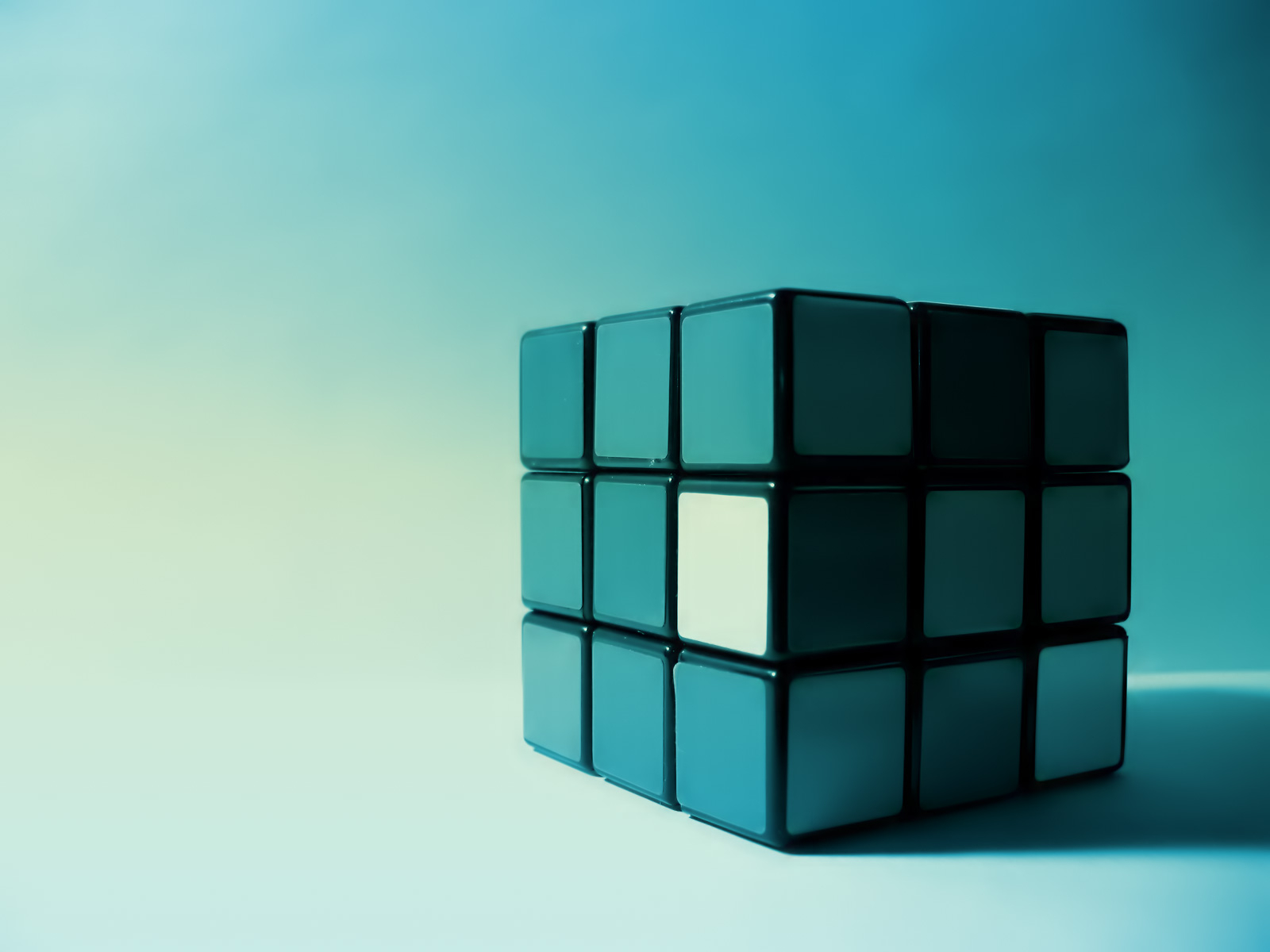 Rubik's cube with one white square