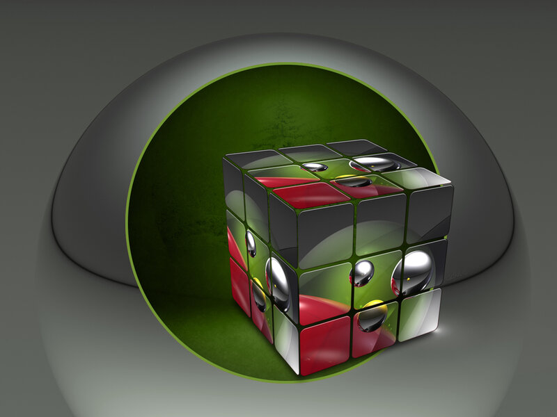 Rubik's Cube with Water Droplets