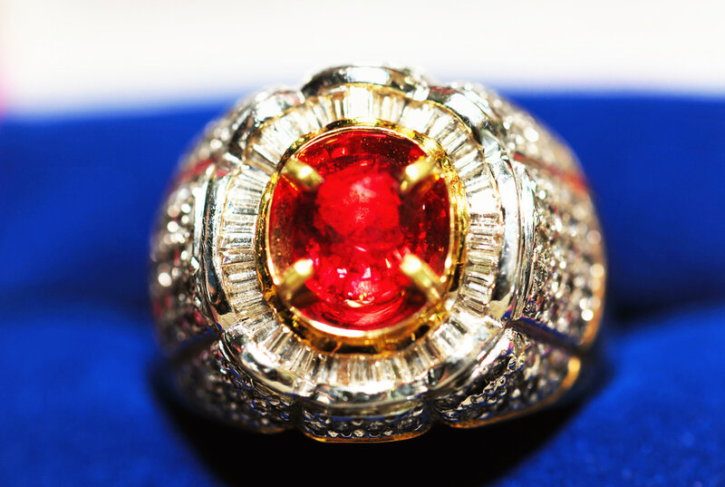 Ruby and Diamond Ring — Red, Dramatic, Photograph
