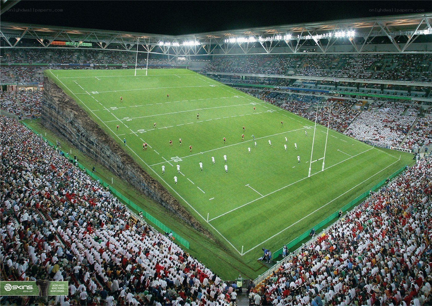 Rugby match at night stadium