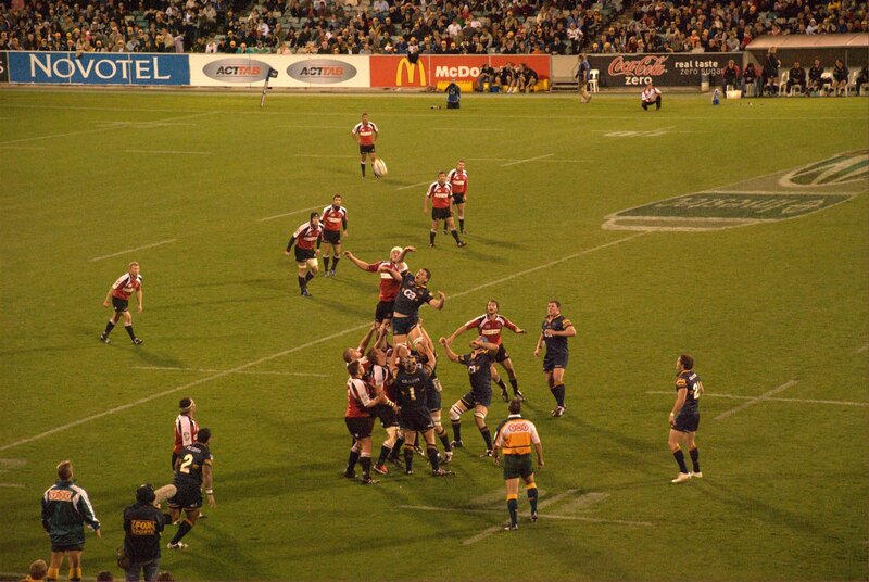Rugby match in progress