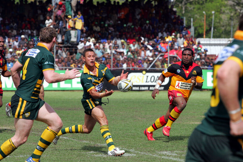 Rugby match in progress