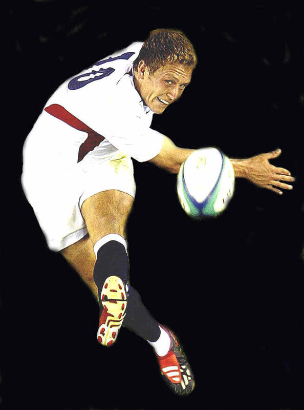 Rugby player catching ball