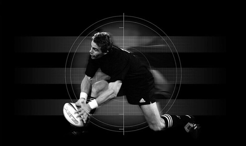 Rugby Player in Action — Black