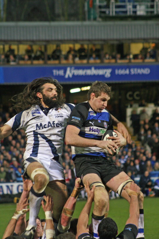 Rugby players in action