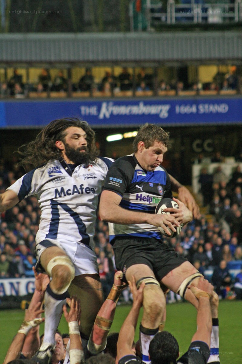 Rugby players in action