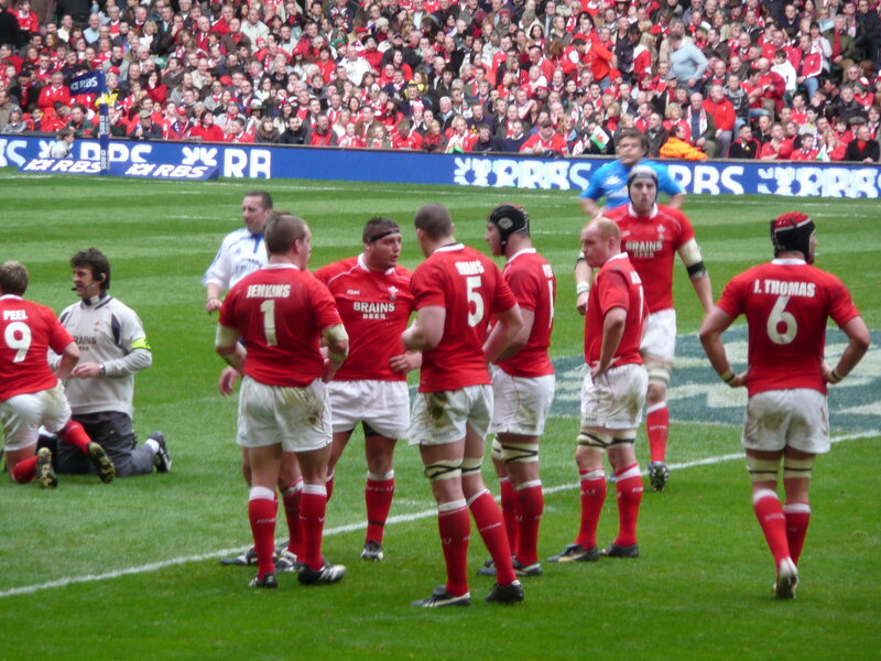 Rugby players on field