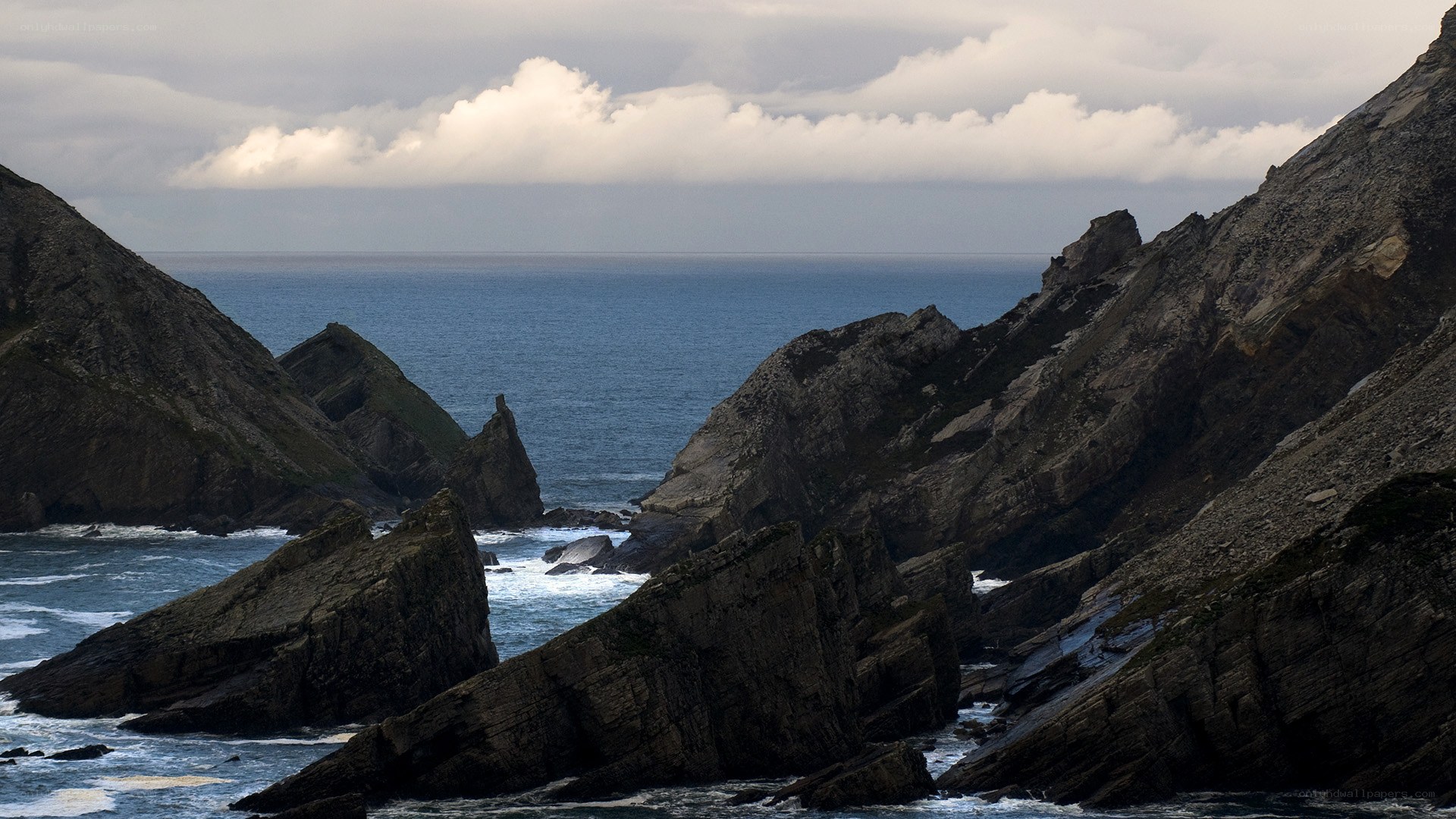 Rugged coastal cliffs and sea