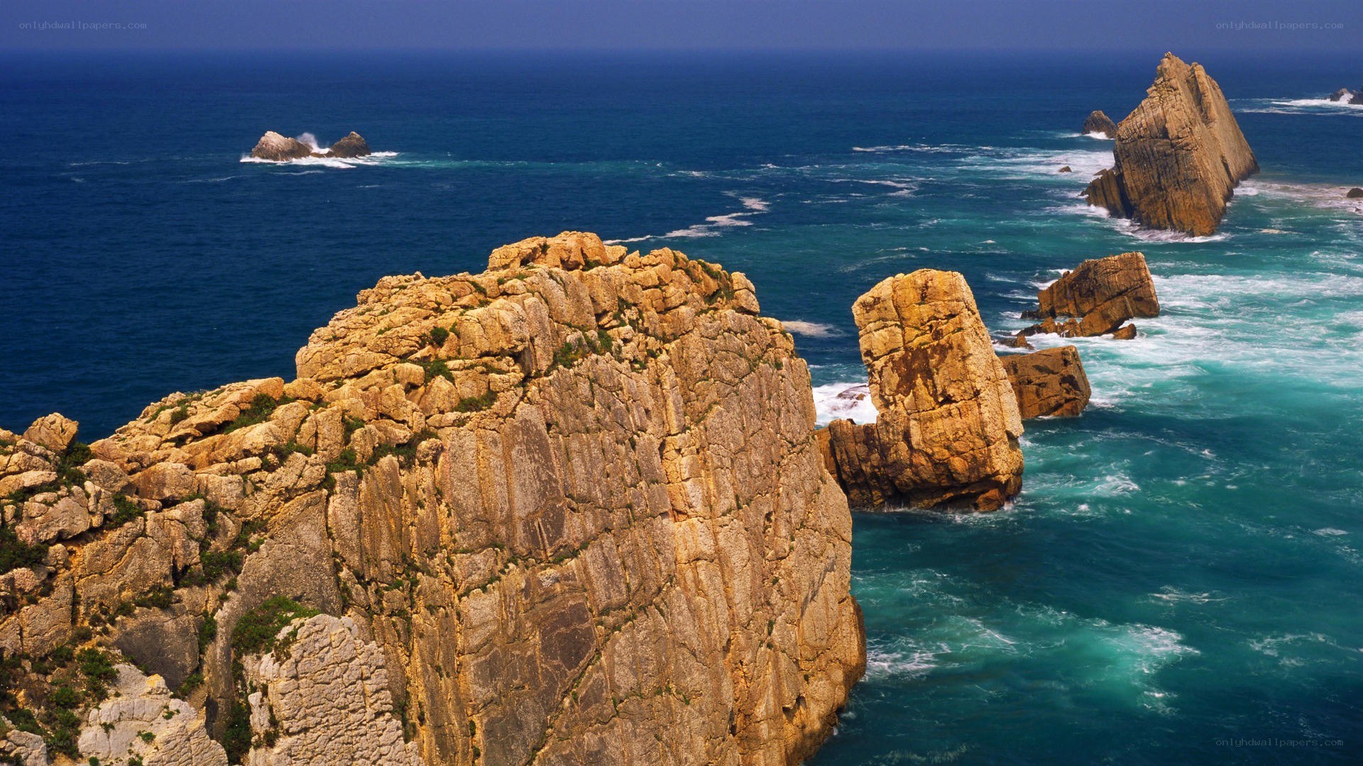 Rugged coastal cliffs and sea