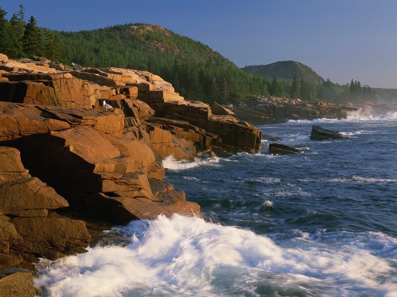 Rugged coastal cliffs at sunrise