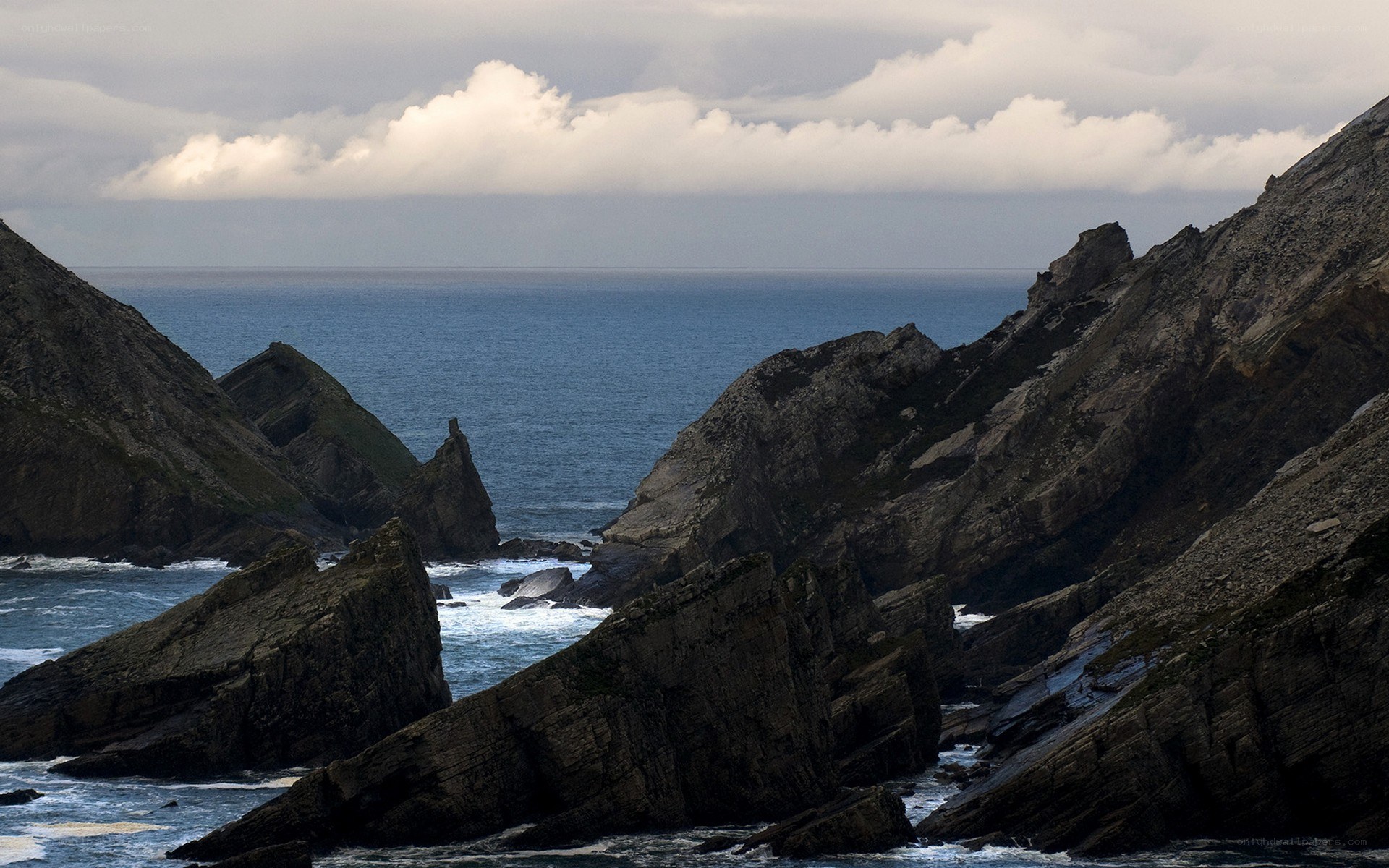 Rugged coastal cliffs by the sea