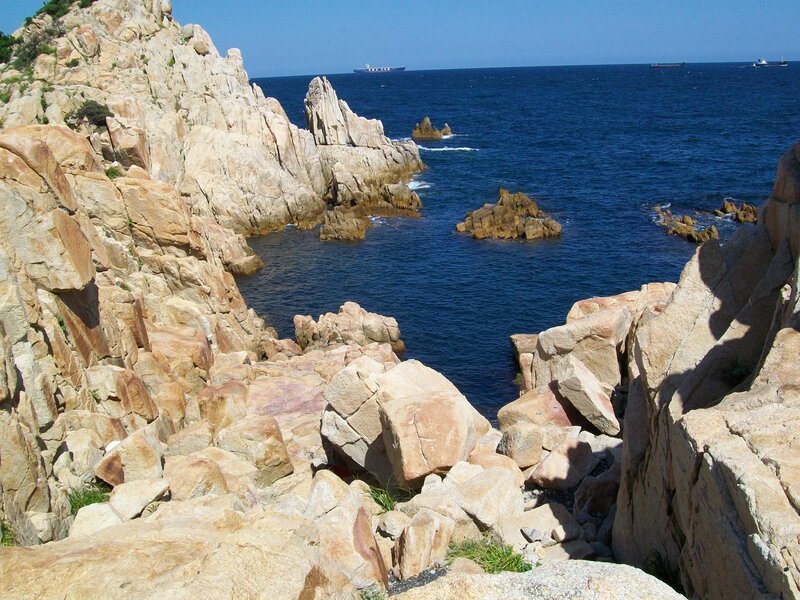 Rugged coastal rocks and sea