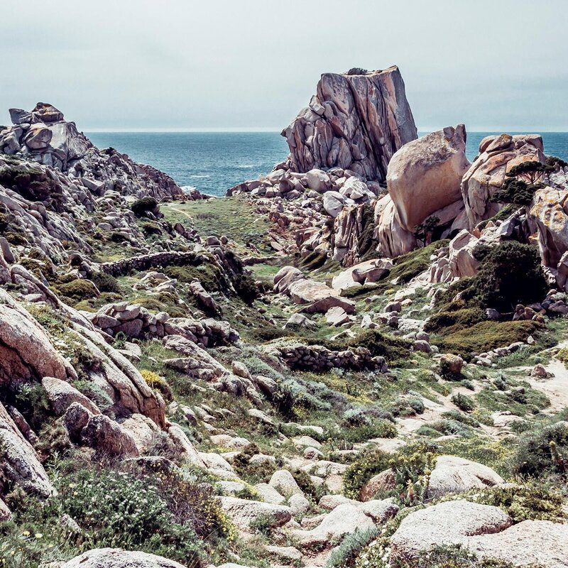 Rugged coastal rocks and sea