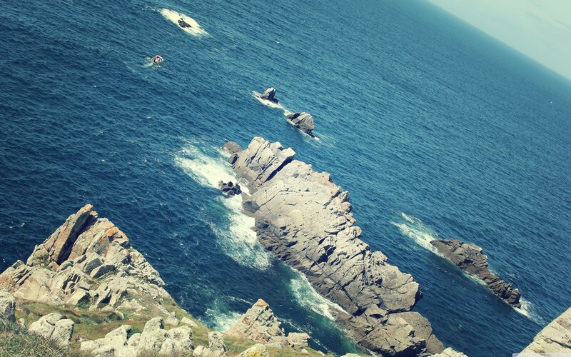 Rugged coastal rocks and sea