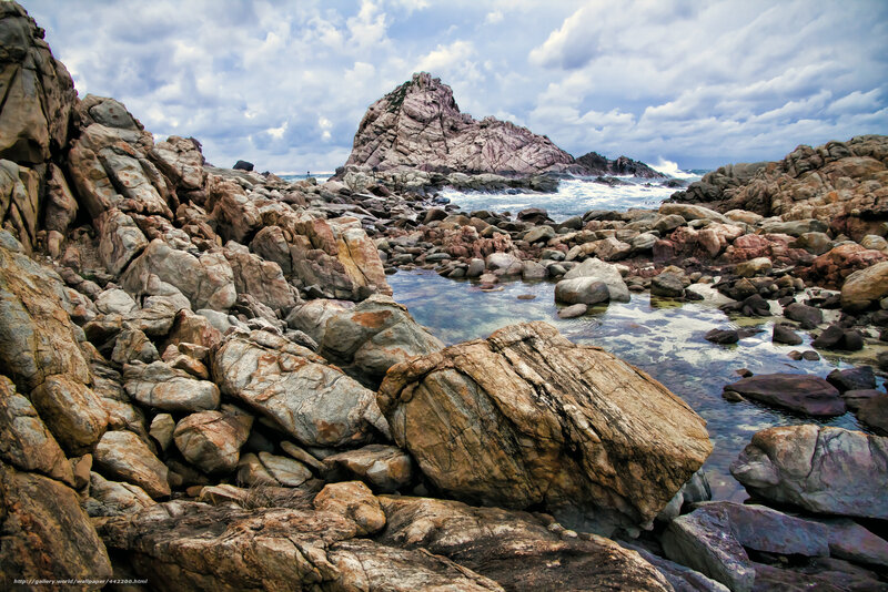 Rugged coastal rocks and sea