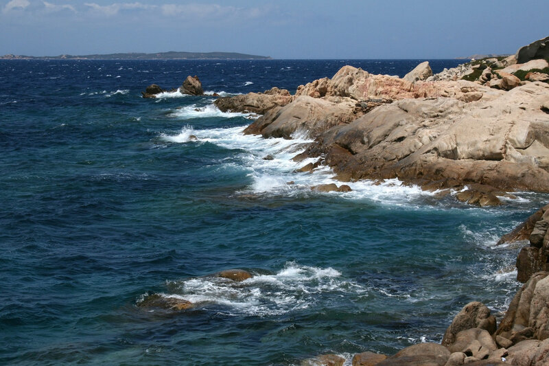 Rugged coastline with crashing waves