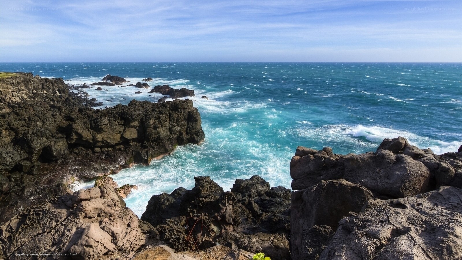 Rugged coastline with crashing waves