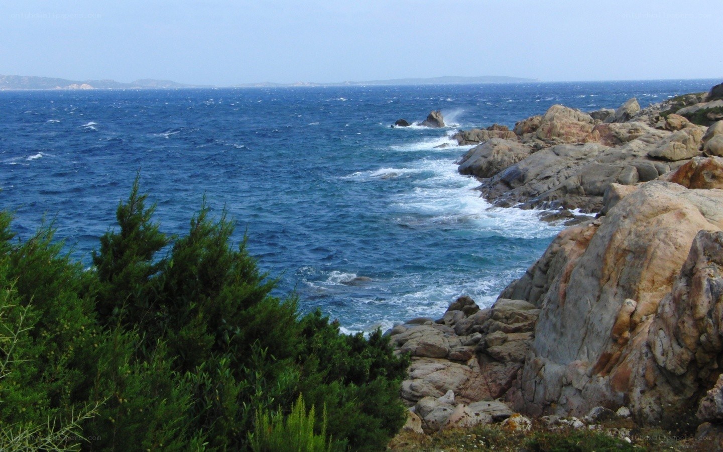 Rugged coastline with crashing waves