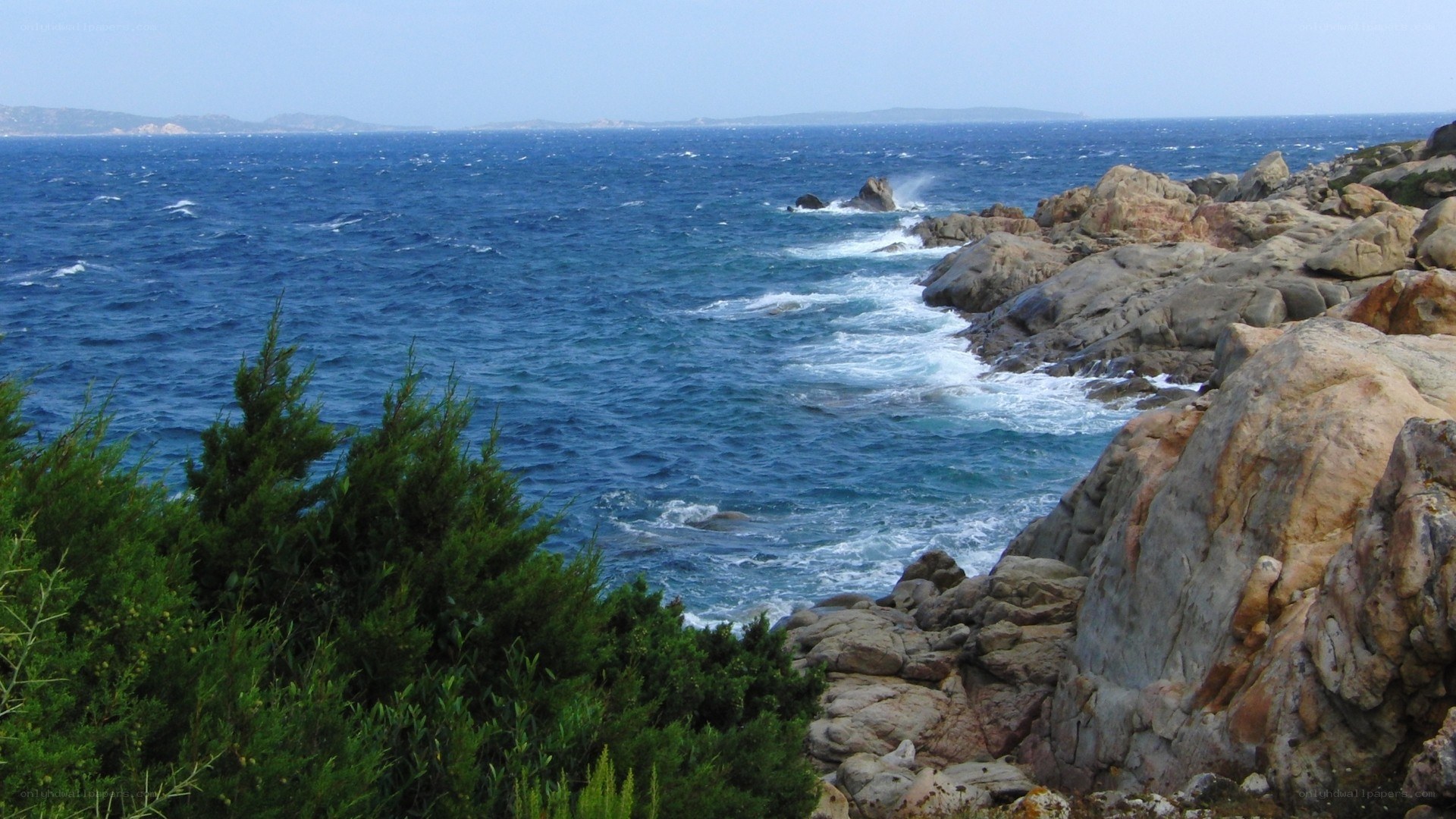 Rugged coastline with crashing waves