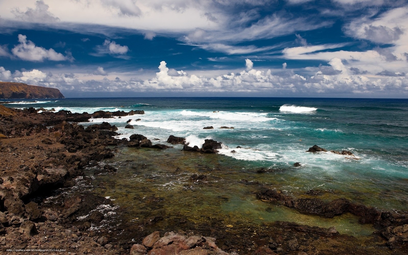 Rugged coastline with crashing waves