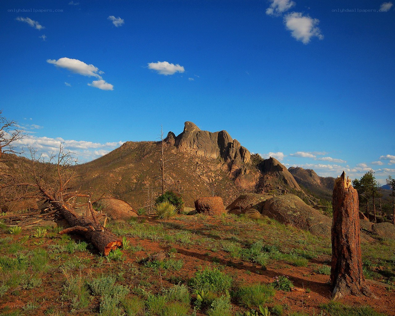 Rugged mountain landscape under blue sky