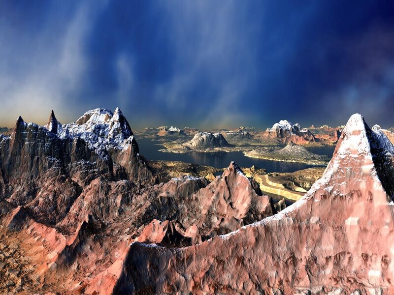 Rugged mountain landscape with lake