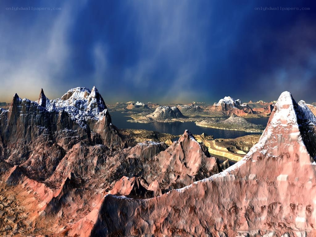 Rugged mountain landscape with lake