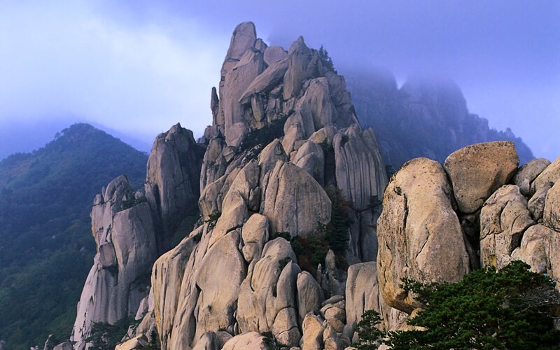 Rugged mountain peak at dawn