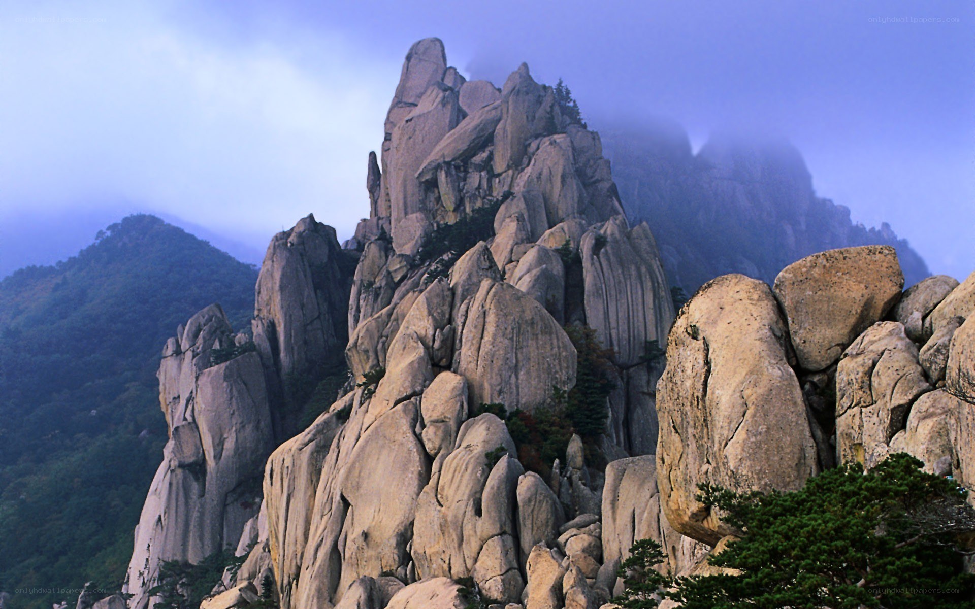 Rugged mountain peak at dawn