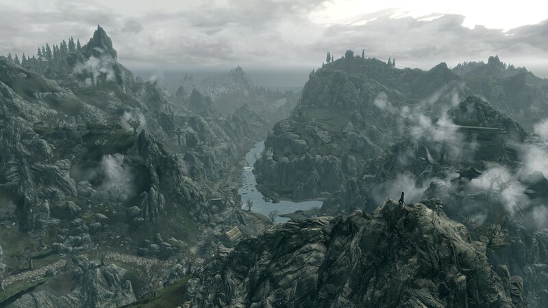 rugged mountain valley landscape