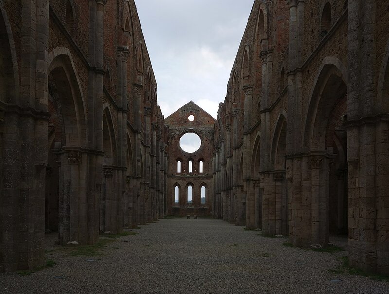 Ruined Abbey Interior — Gray