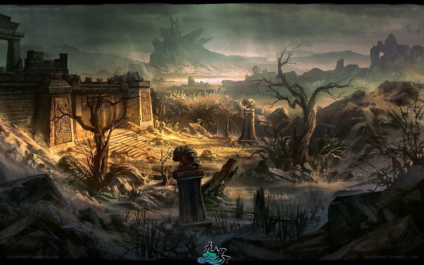 ruined ancient city landscape