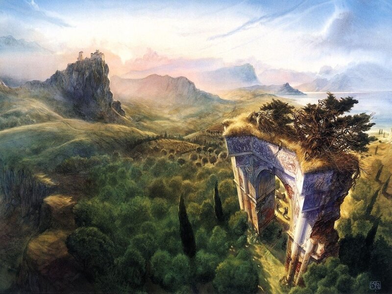 Ruined Arch in Landscape — Green