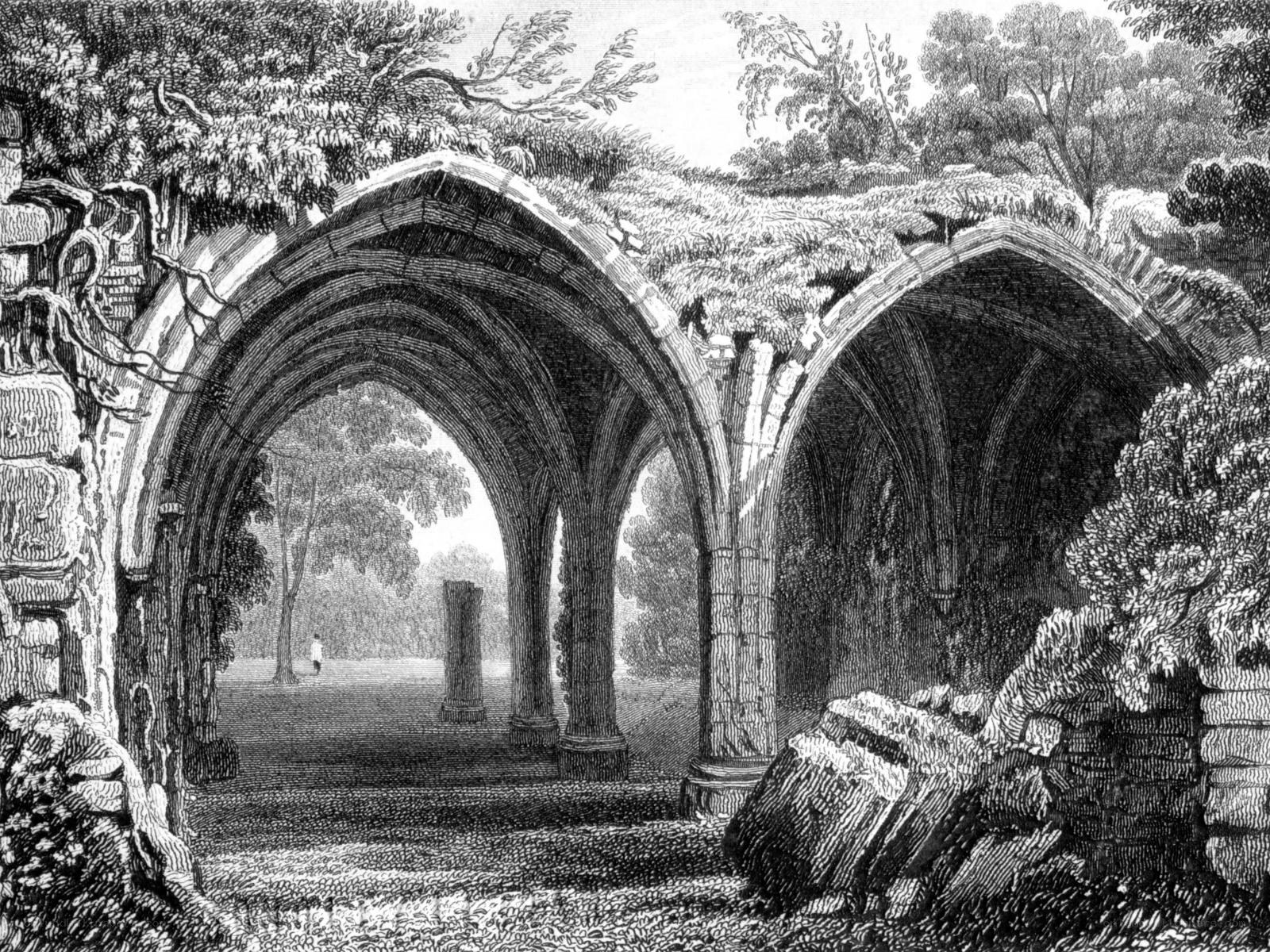 ruined arches in a park