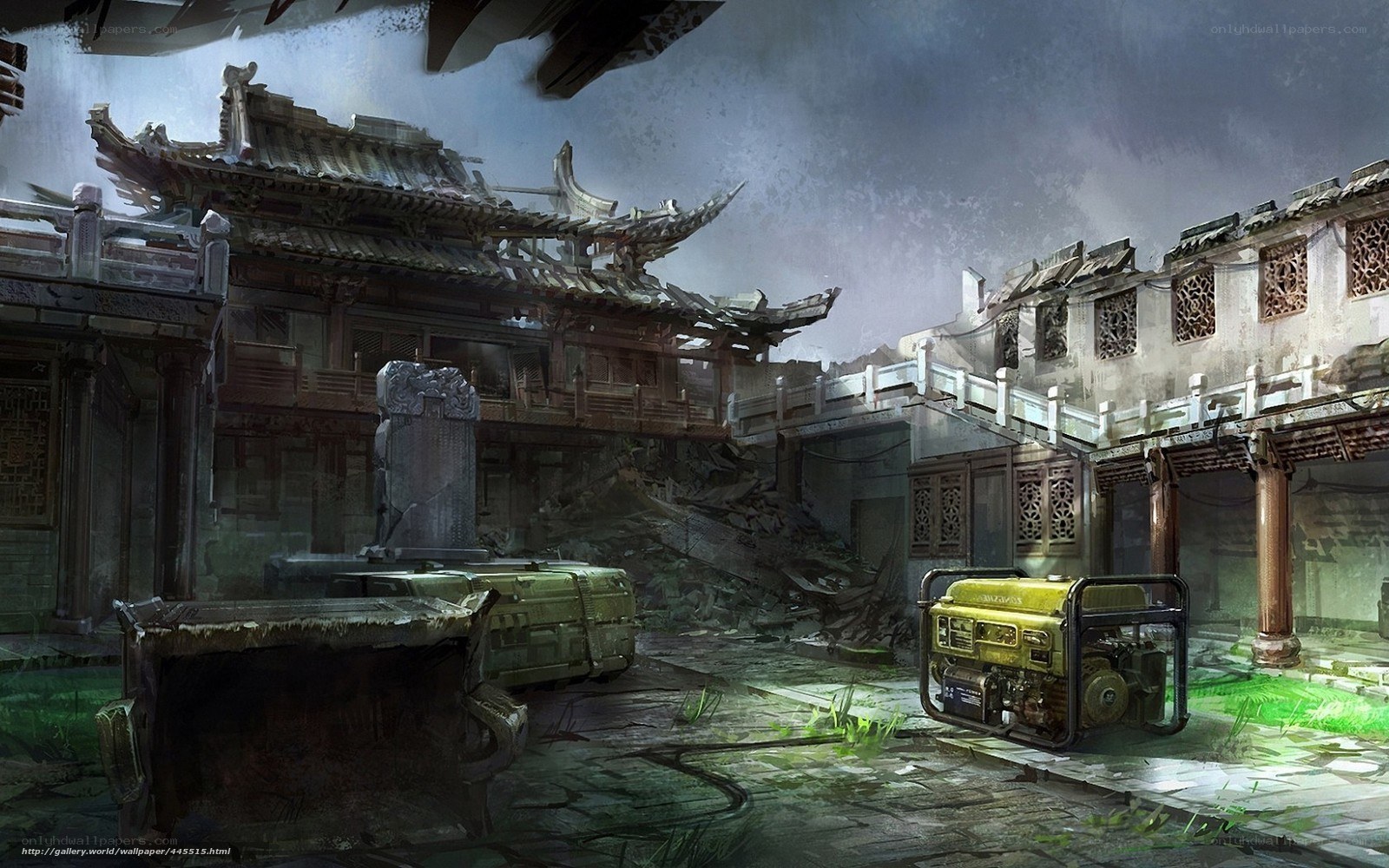 Ruined Asian courtyard