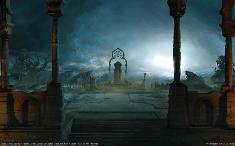 Ruined Balcony at Night