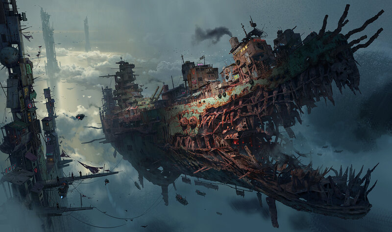 Ruined Battleship in Sky