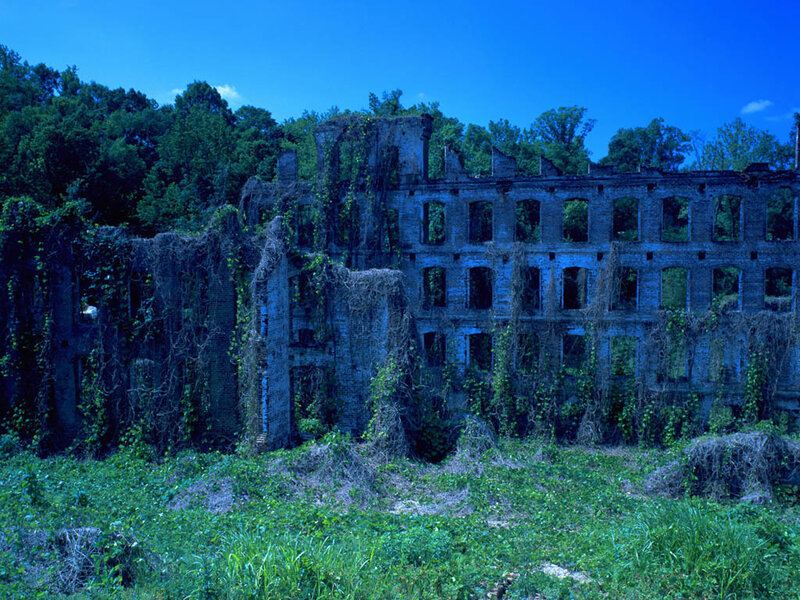 Ruined Brick Building — Blue