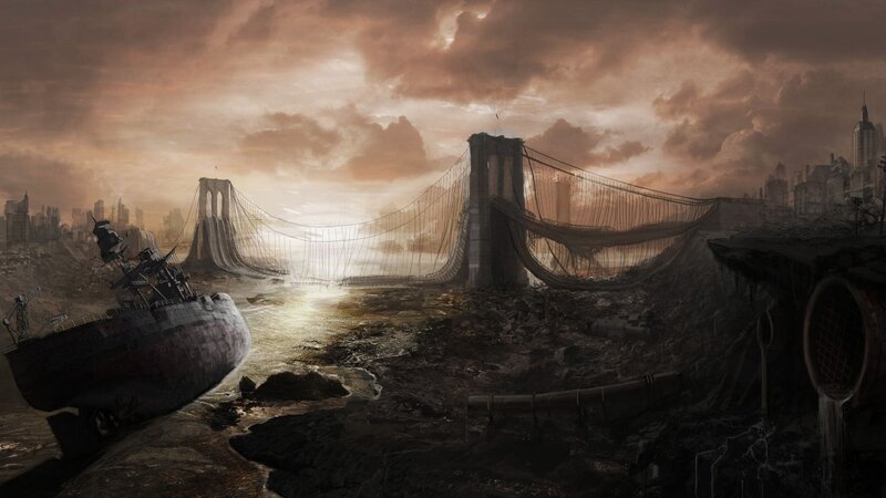 Ruined Bridge and Ship
