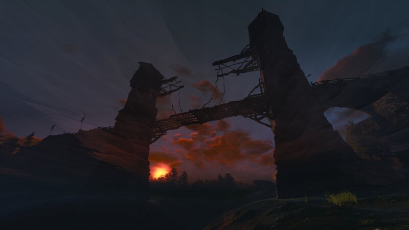Ruined Bridge at Sunset — Orange