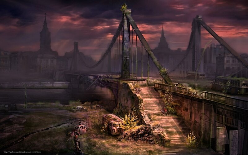 Ruined Bridge in City
