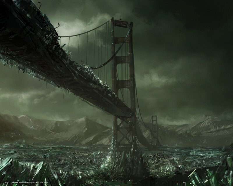Ruined Bridge in Wasteland