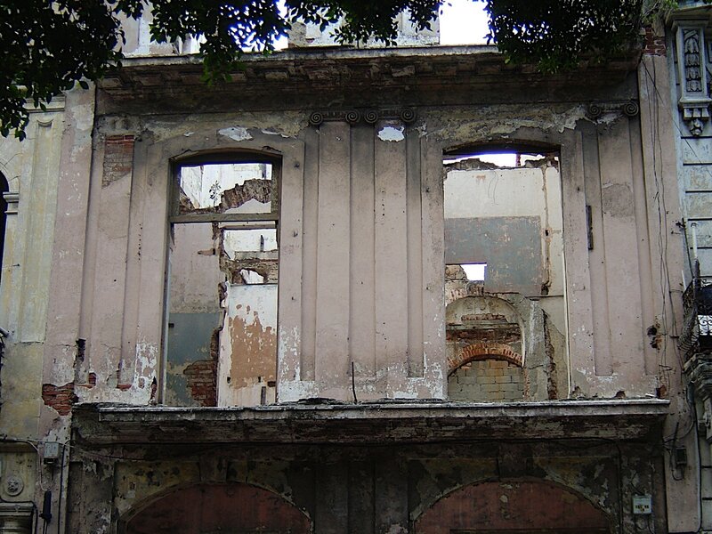 ruined building facade