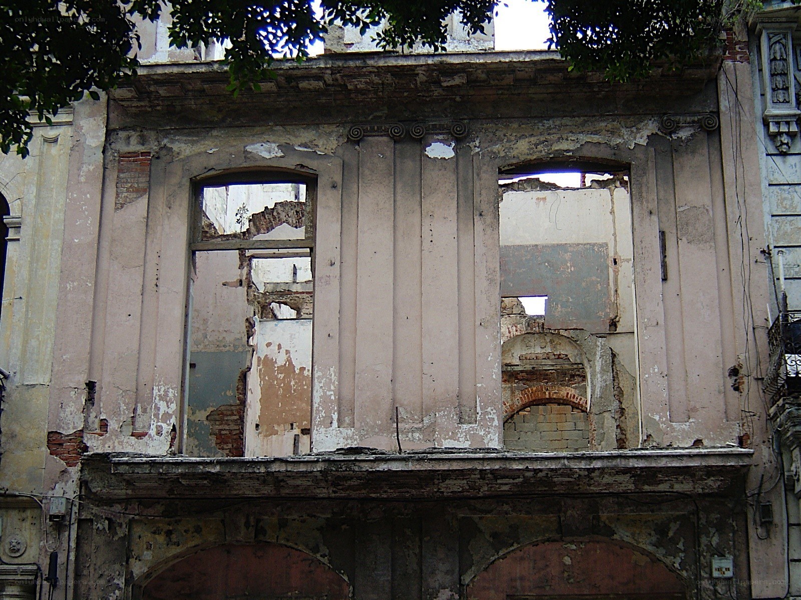 ruined building facade