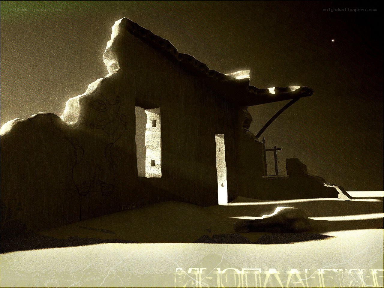 ruined building in desert