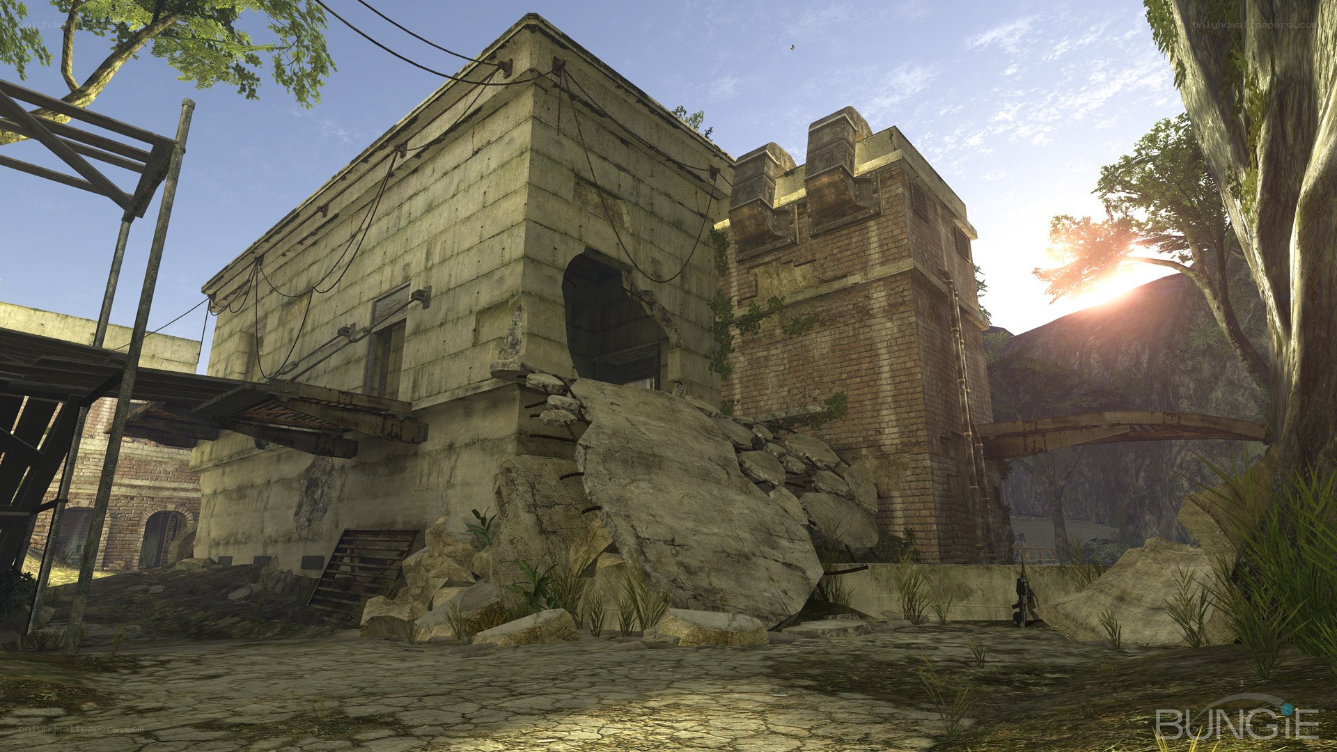 ruined building in game environment