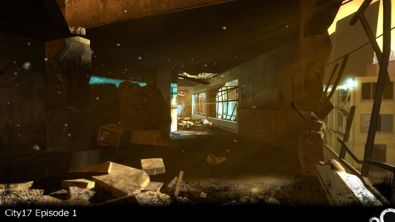 Ruined building interior