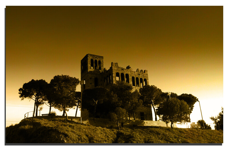 Ruined Building on Hill — Brown