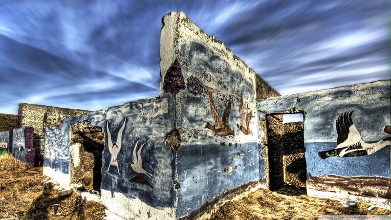 Ruined Building with Murals